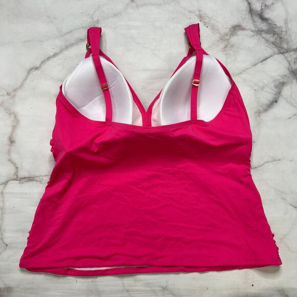 Bleu Rod Beattie Shirred Ring Tankini Top Plus Size 22W Rose Pink New Slimming - Picture 5 of 7